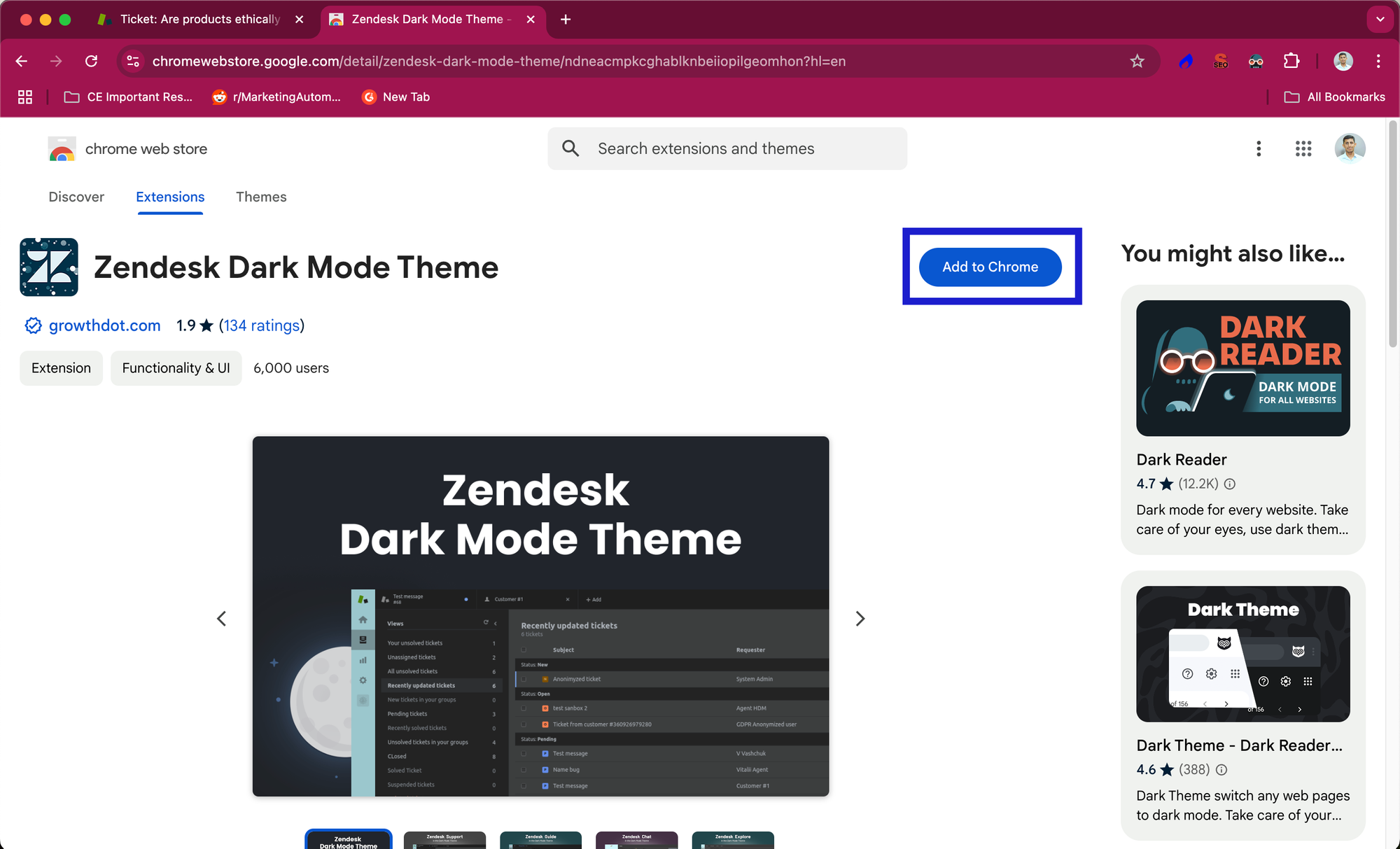 Method 1 of activating zendesk dark mode - step 1