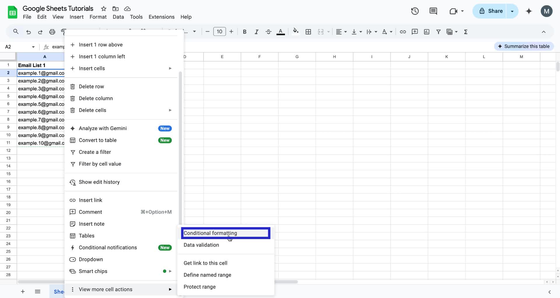 Screenshot of how to remove duplicates in Google Sheet step 3