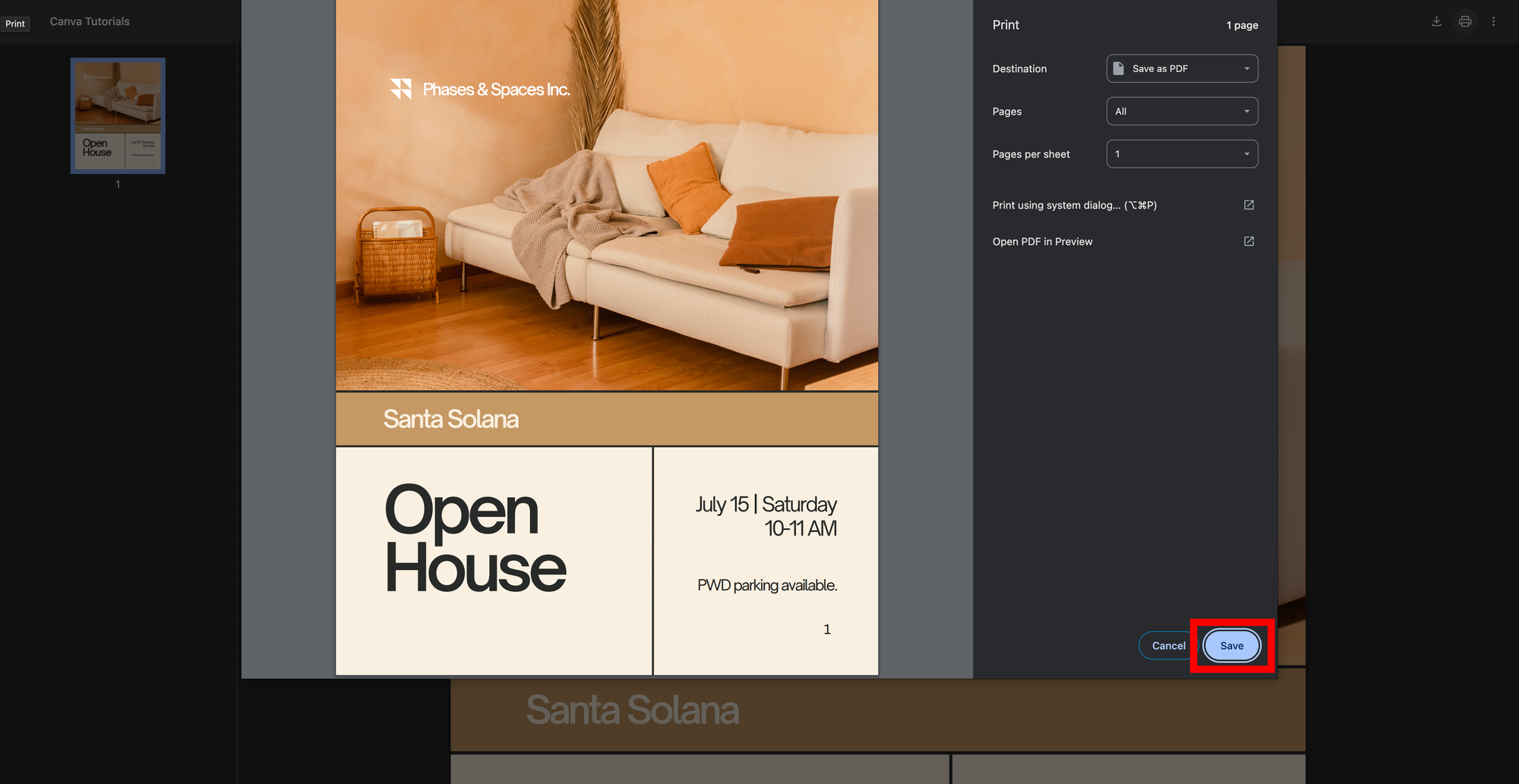 Screenshot of how to print from Canva Step 12
