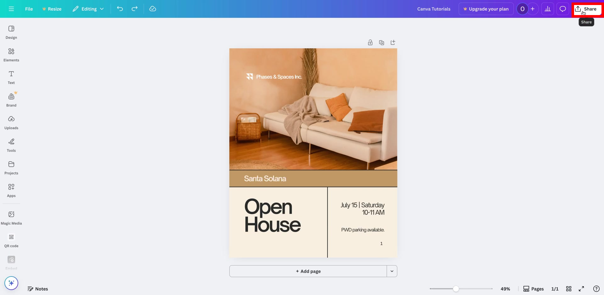 Screenshot of how to print from Canva Step 2