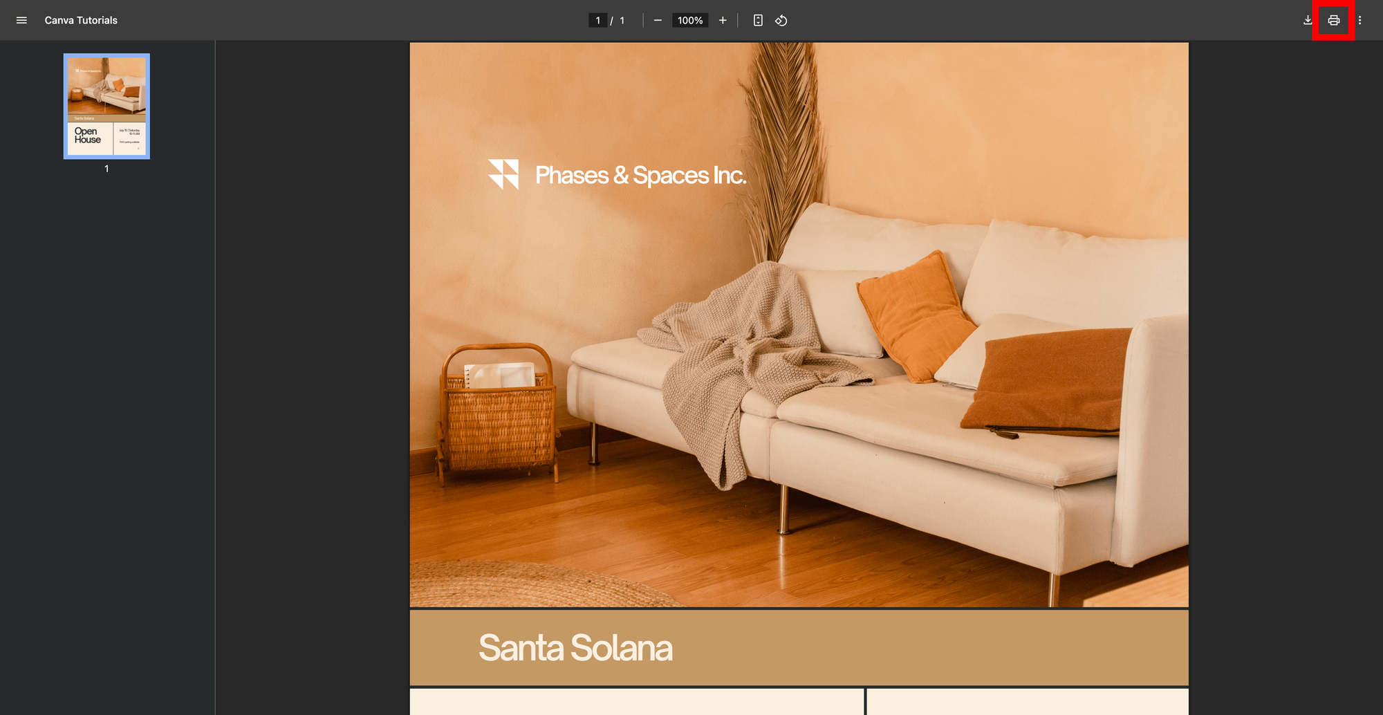 Screenshot of how to print from Canva Step 9