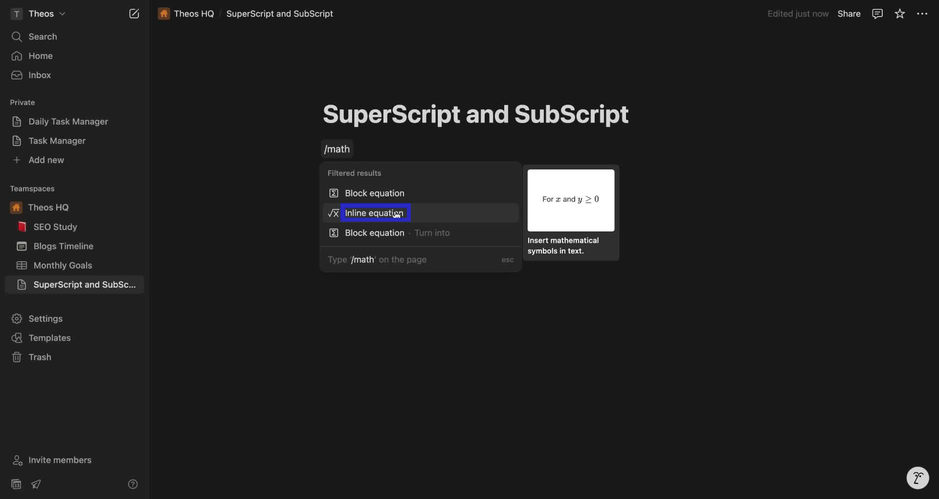 How to Type in Subscript and Superscript in Notion? - Notion Tutorials