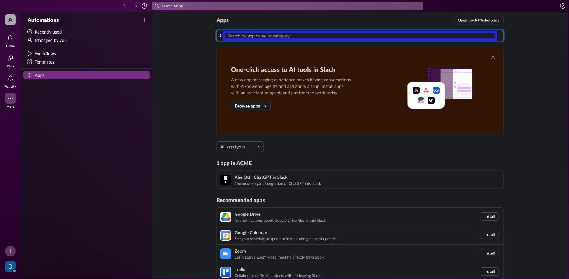 Screenshot of how to add Giphy to Slack step 2