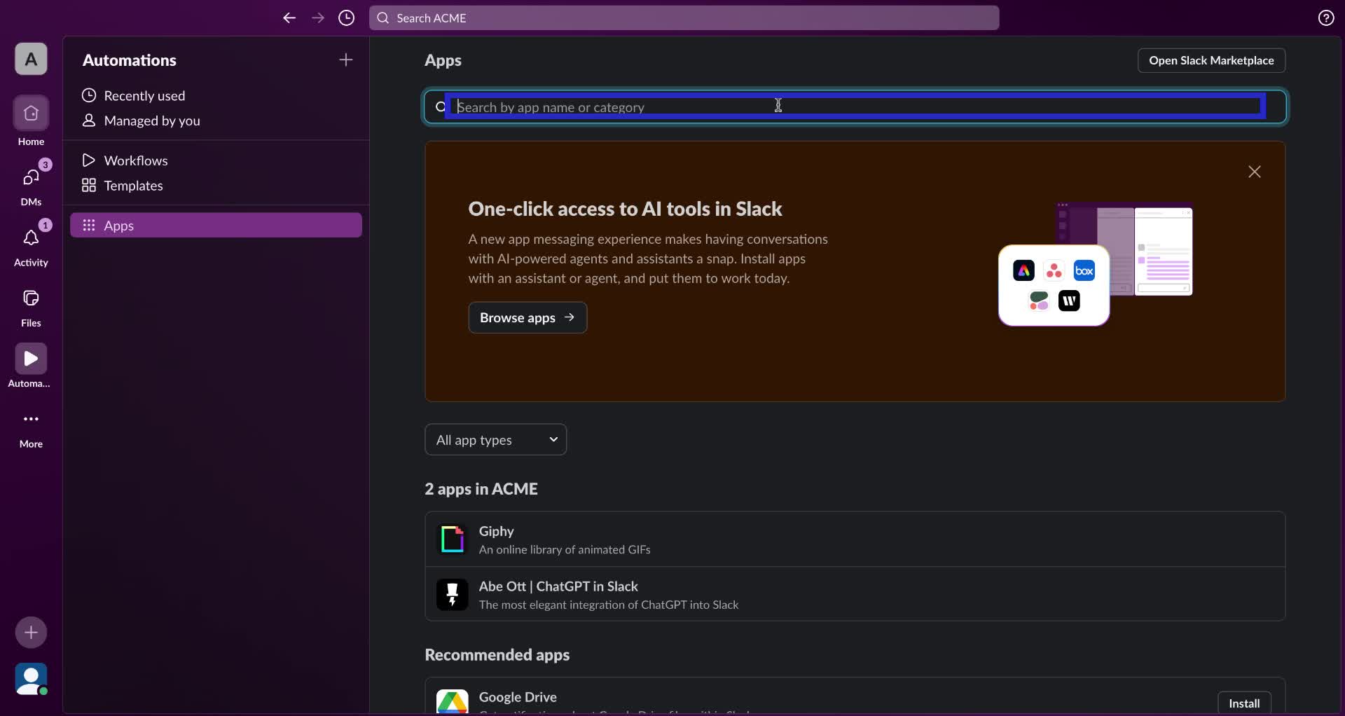 Screenshot of how to integrate Slack with Gmail step 2