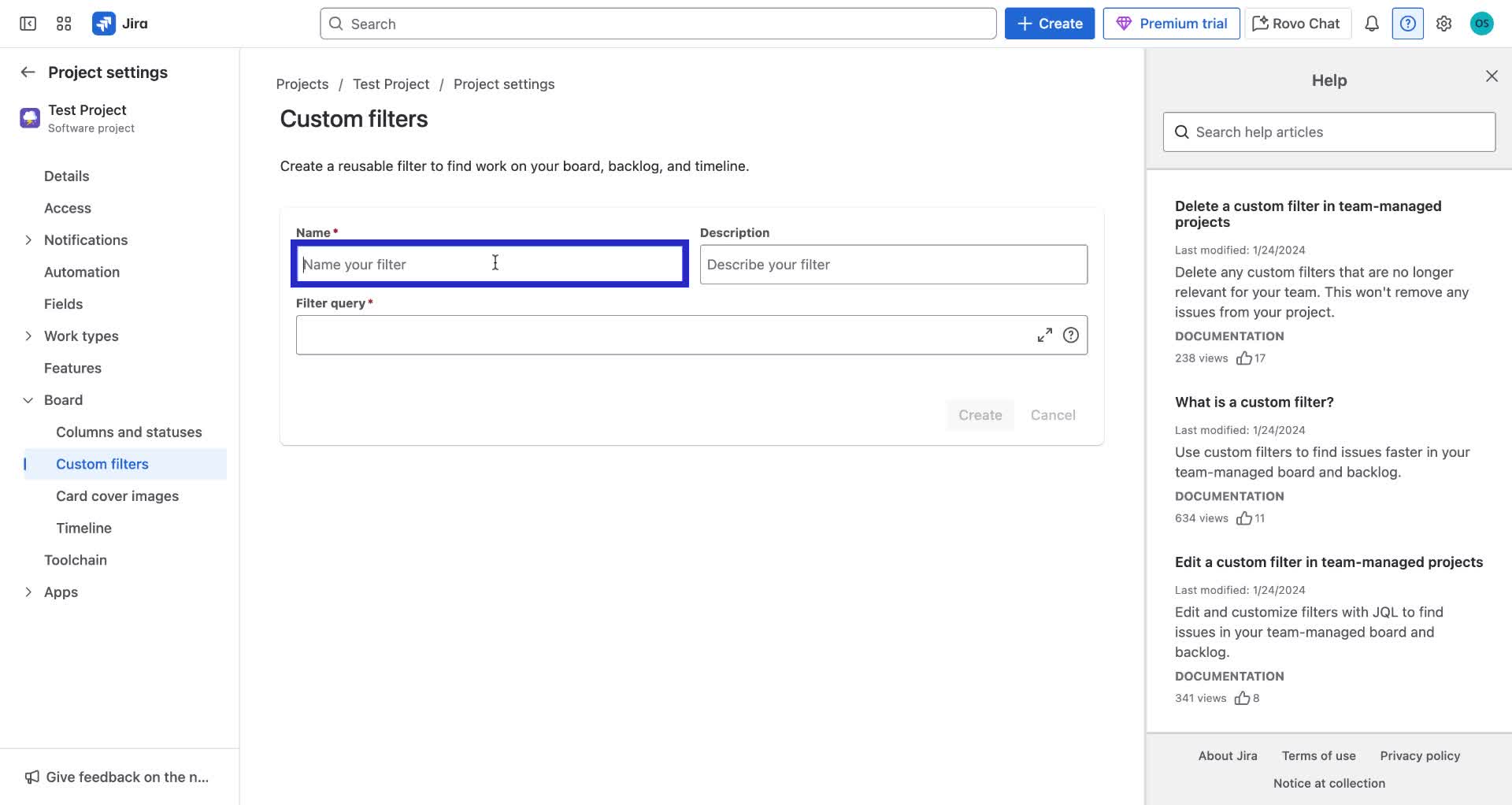 Screenshot of how to create quick filters in Jira step 3