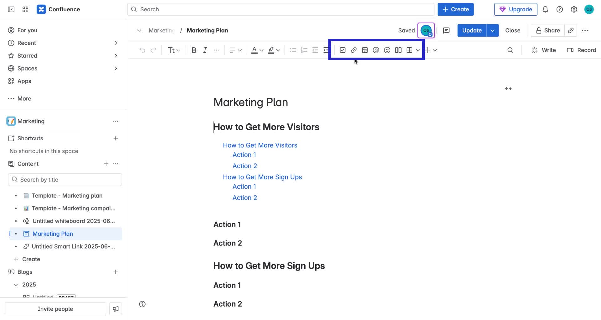 Screenshot of how to edit a Confluence page step 3
