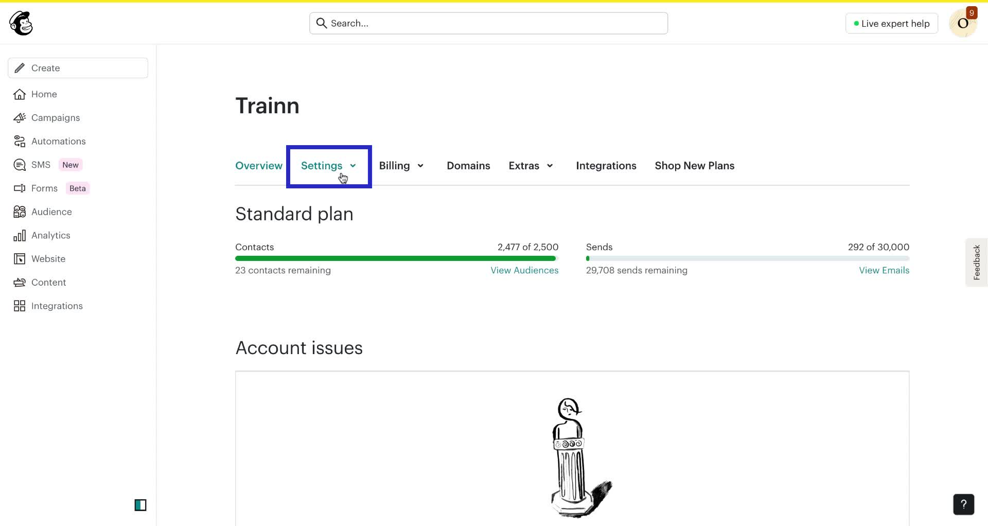 Screenshot of how to cancel Mailchimp subscription step 3
