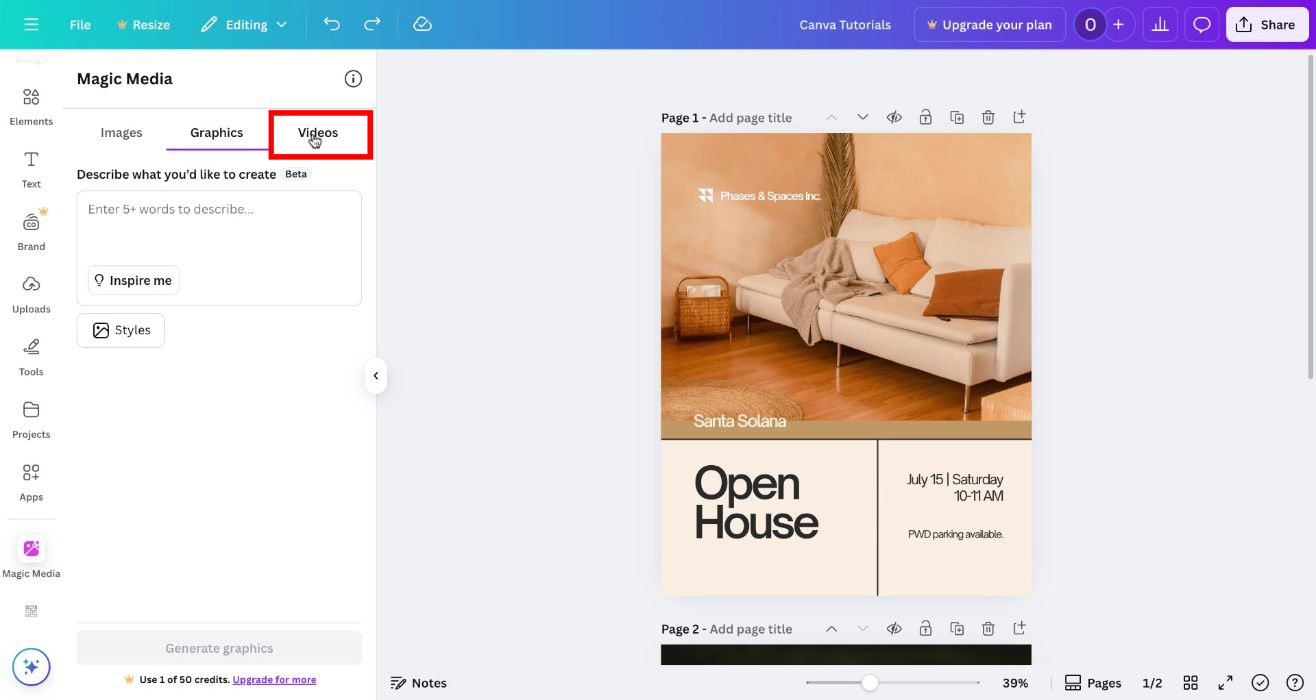 Screenshot of how to use AI in Canva step 4