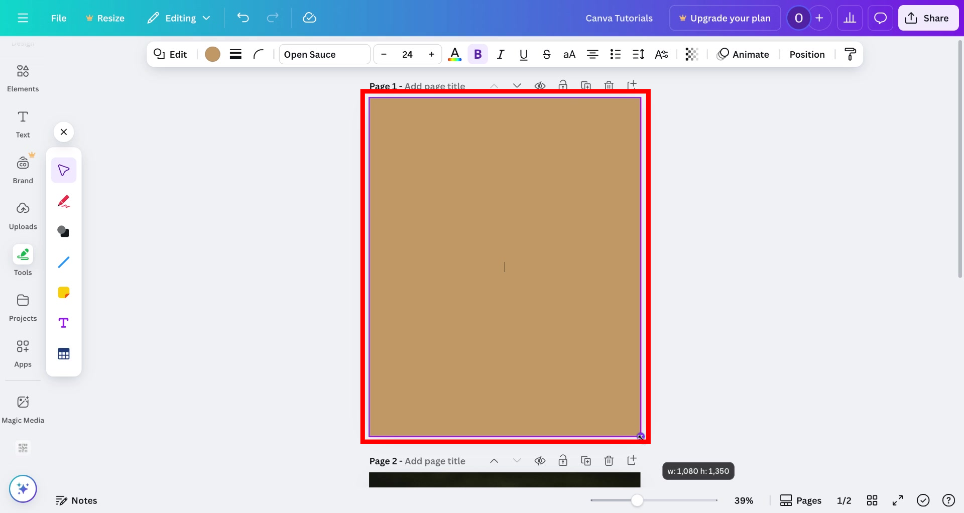 Screenshot of how to add a border on Canva step 4
