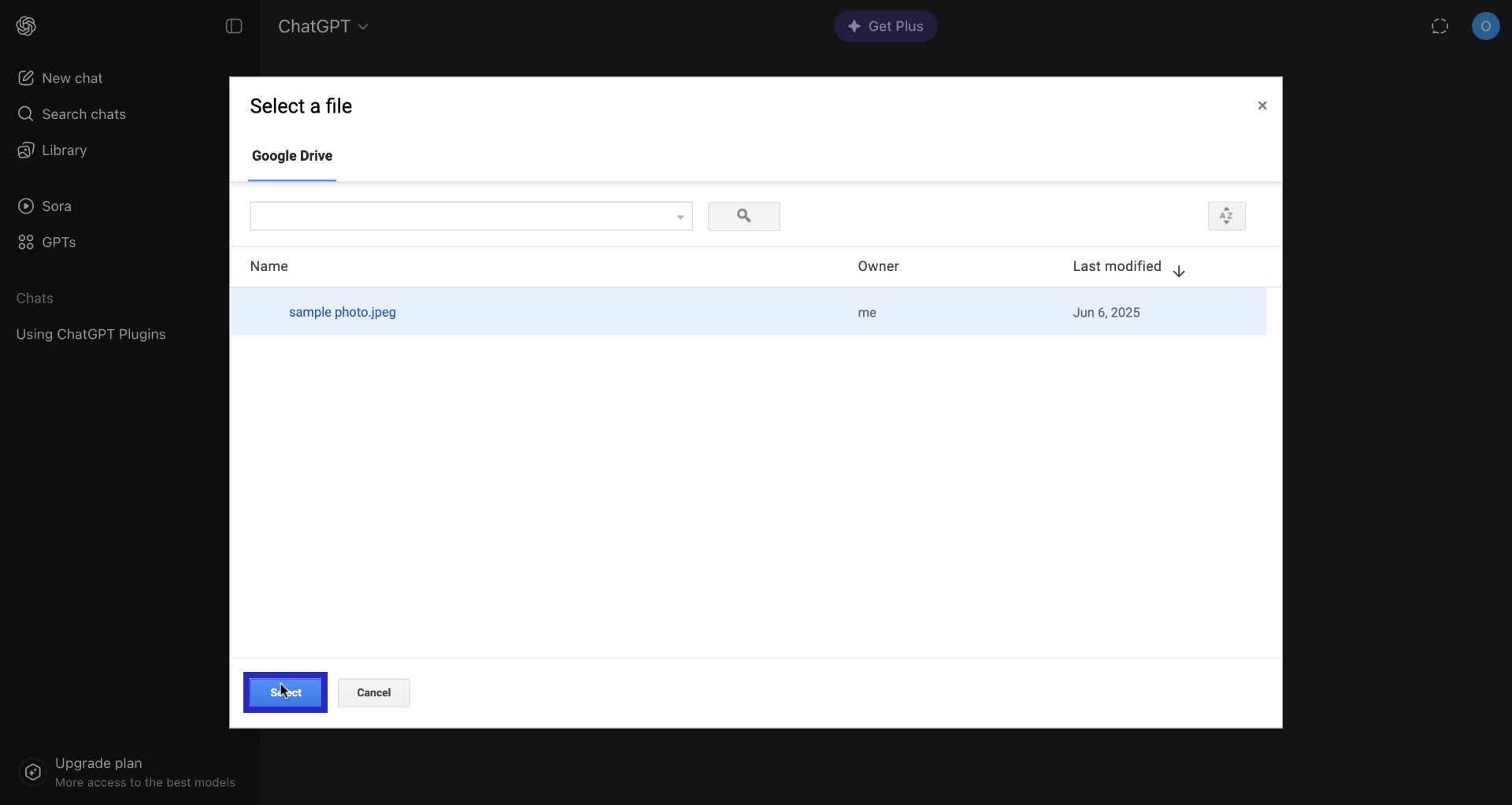 Screenshot of how to upload images to ChatGPT step 4