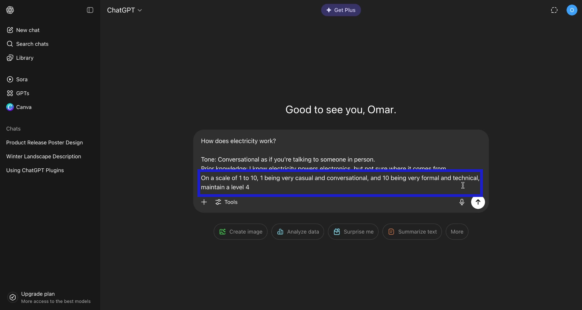 Screenshot of how to make ChatGPT sound more human step 4