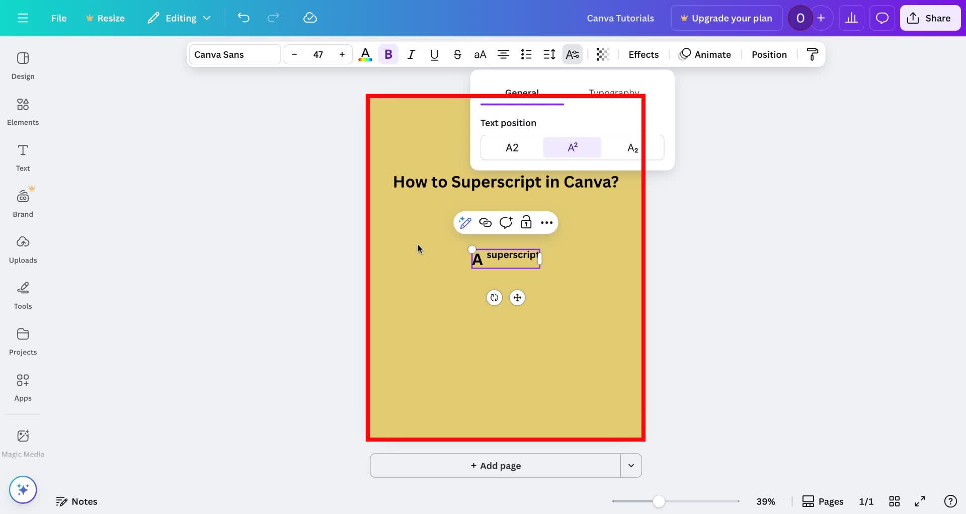 How to Superscript in Canva? - Canva Tutorials
