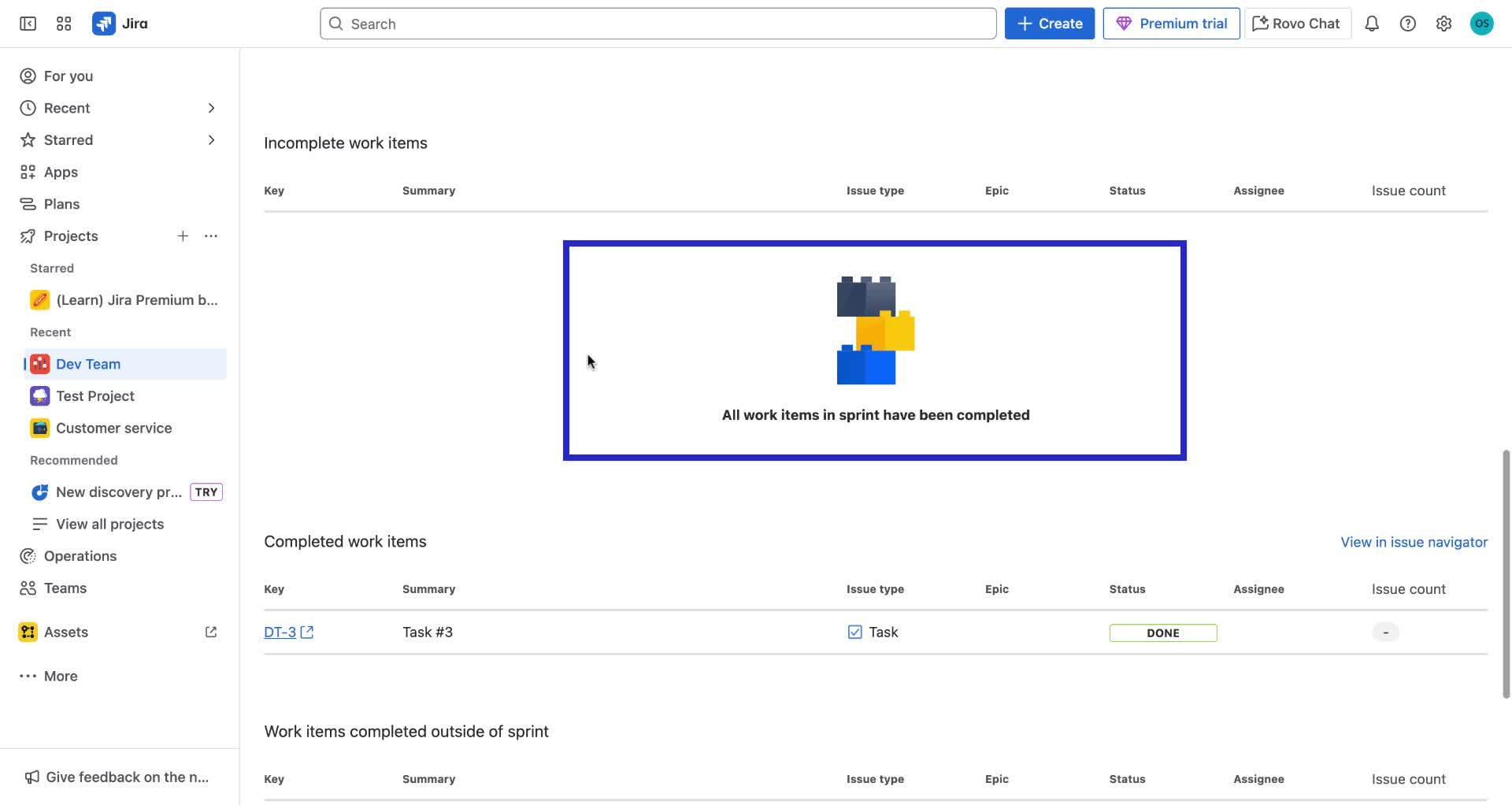 Screenshot of how to view past sprints in Jira step 4