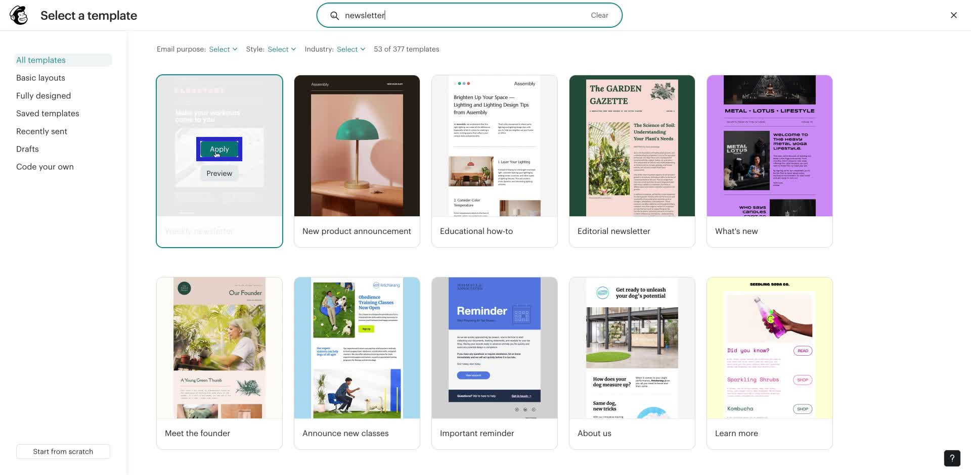 Screenshot of how to create a newsletter in Mailchimp step 4