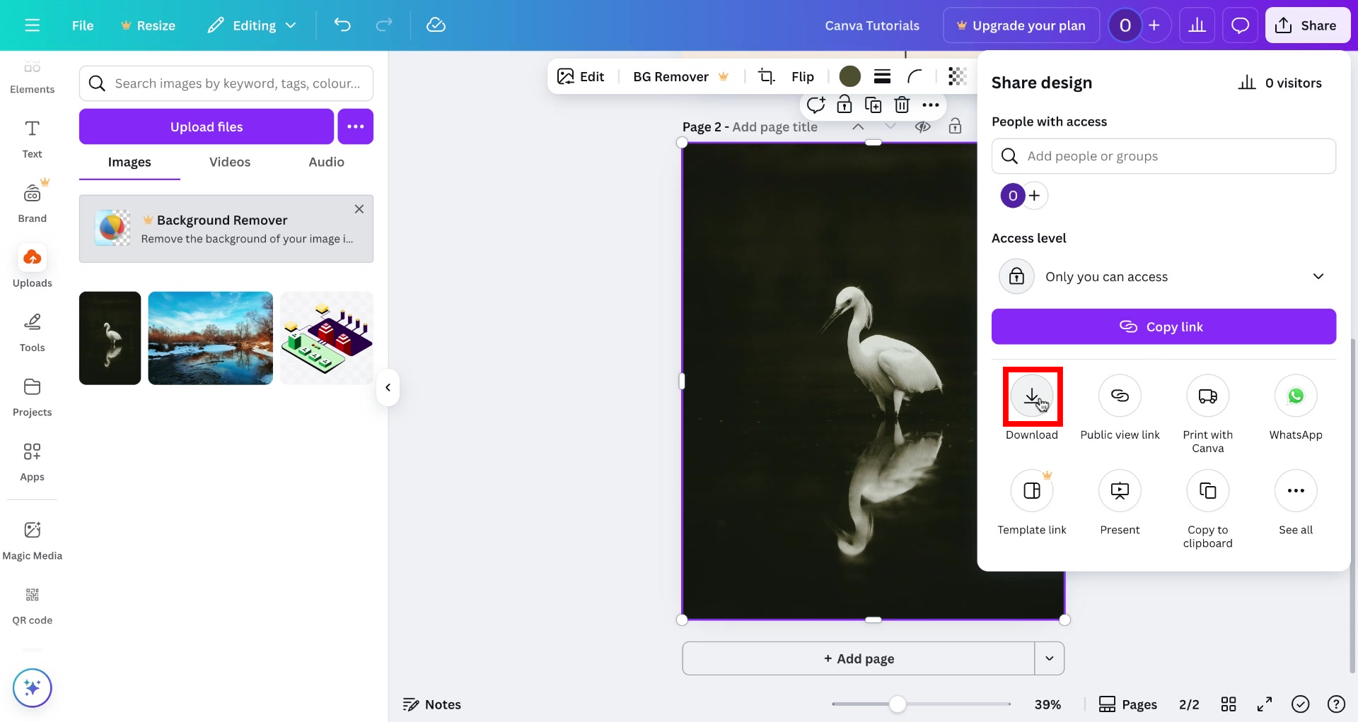 Screenshot of how to use Canva's HEIC to JPG converter step 5