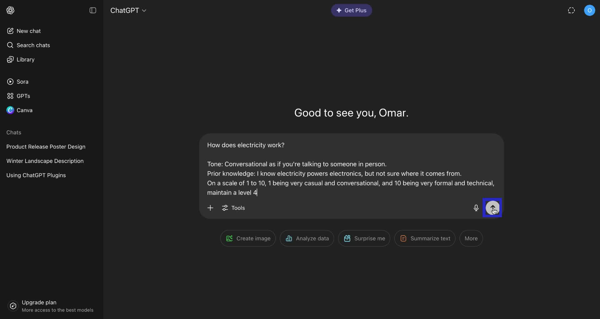 Screenshot of how to make ChatGPT sound more human step 5