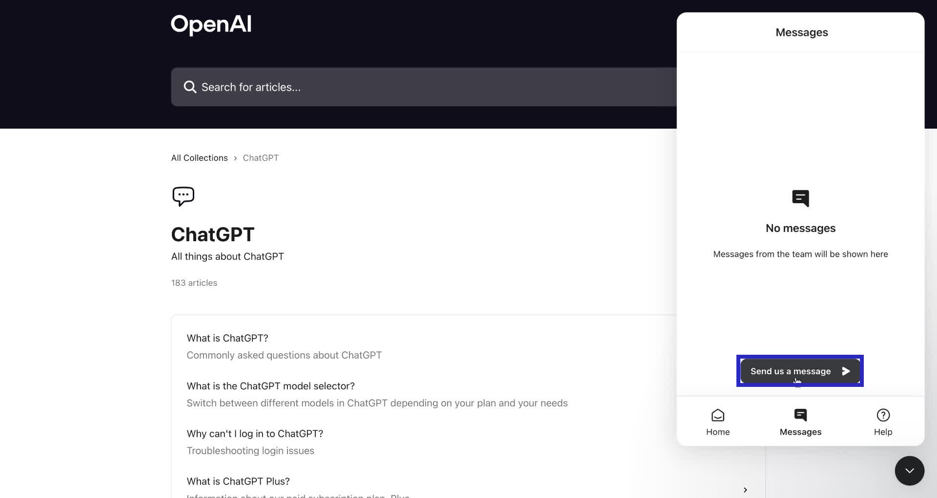 Screenshot of how to contact support for ChatGPT step 5