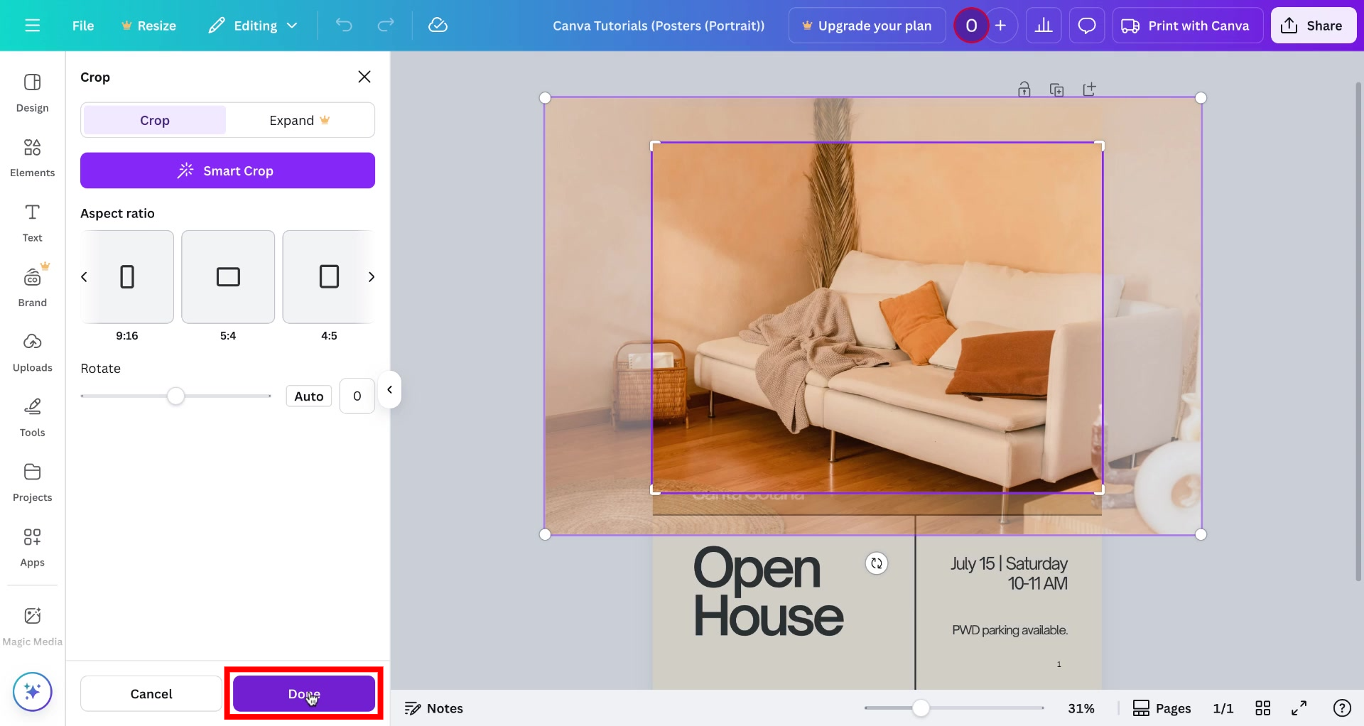 Screenshot of how to crop in Canva Step 5