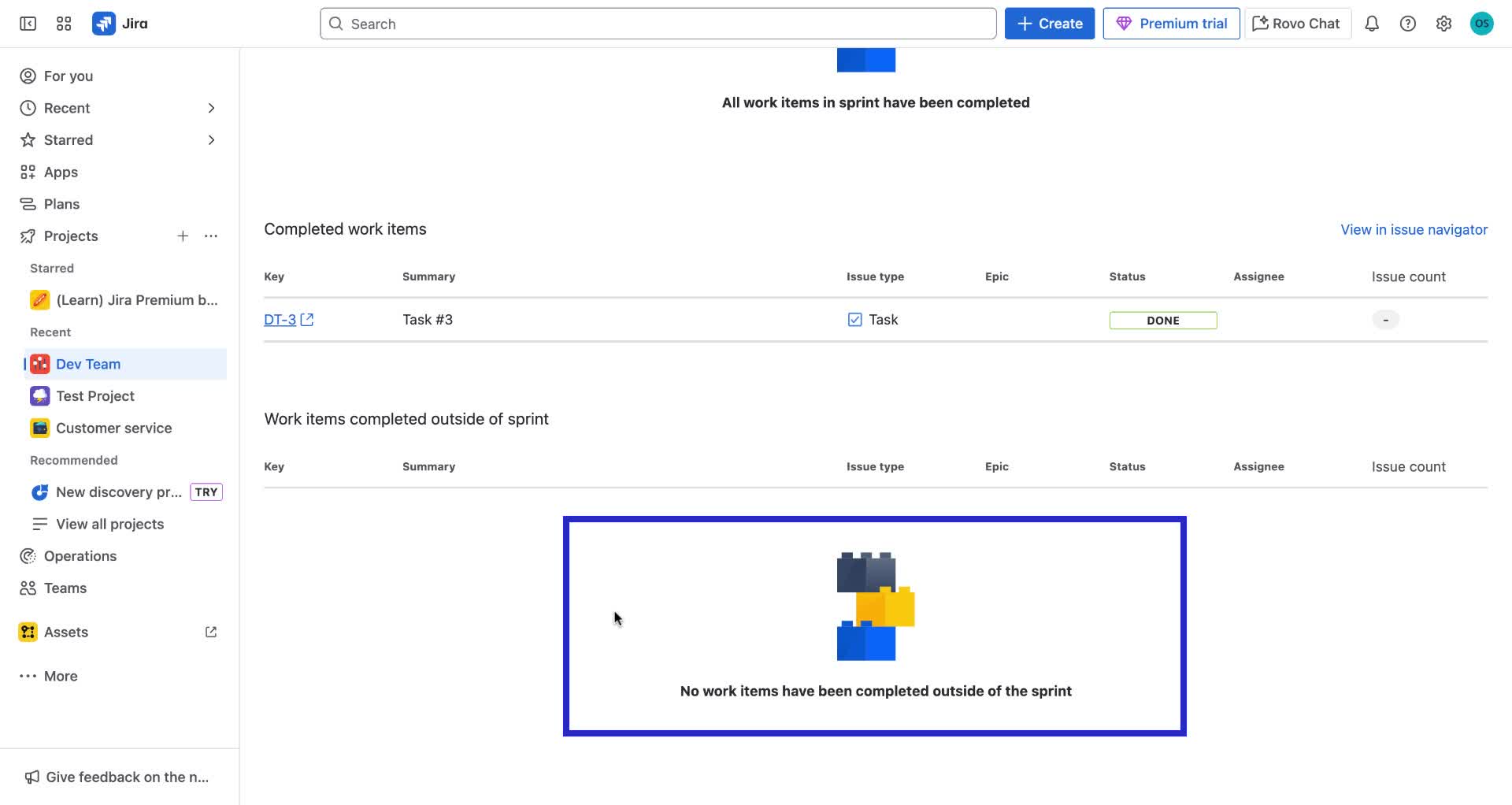 Screenshot of how to view past sprints in Jira step 6