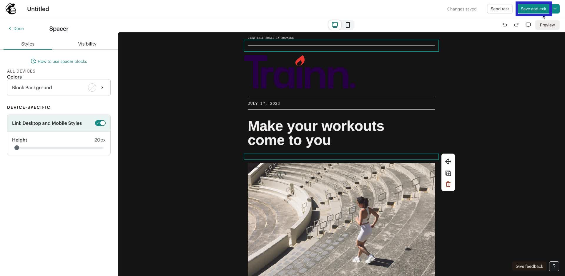 Screenshot of how to create a newsletter in Mailchimp step 6