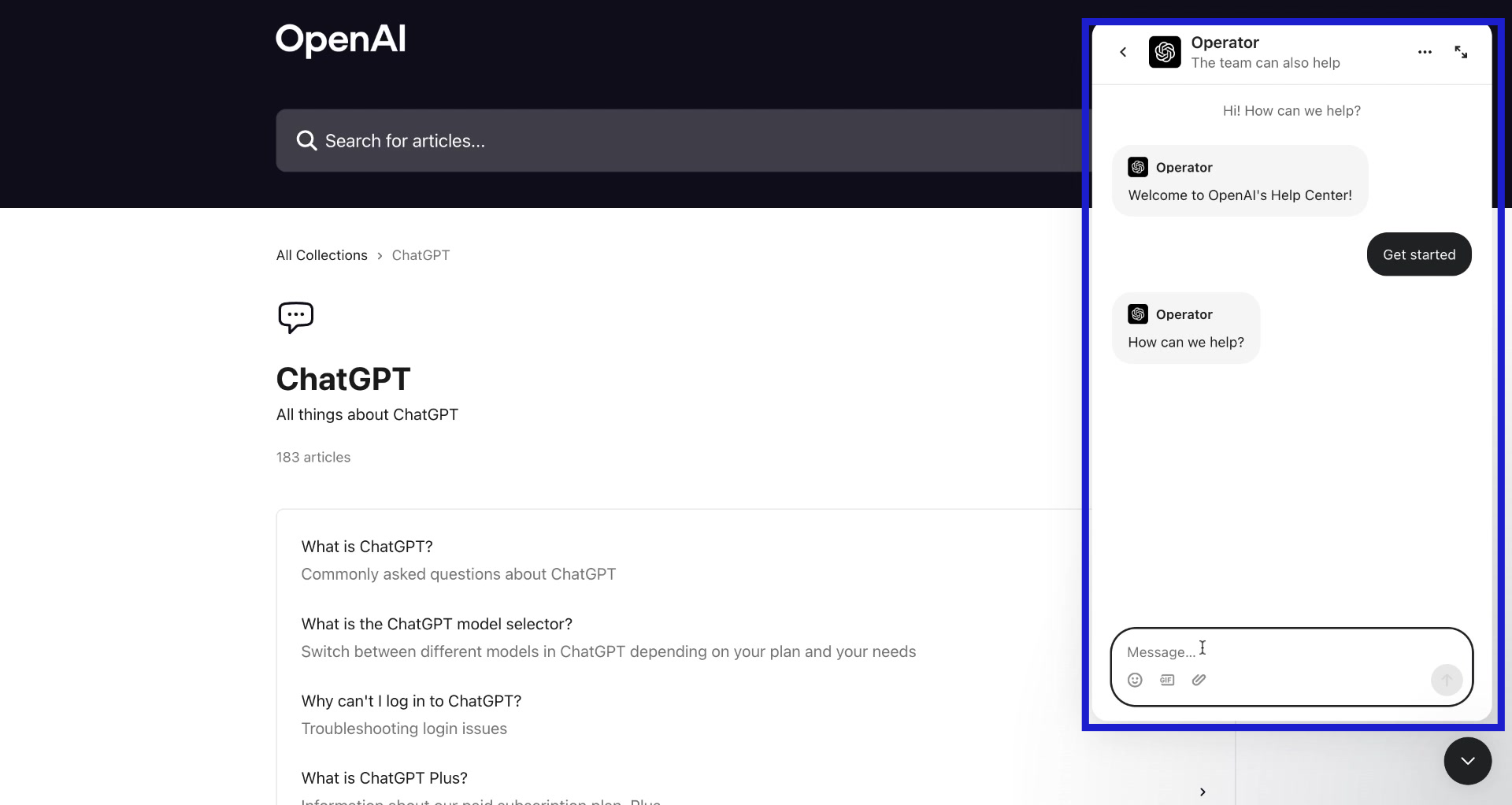 Screenshot of how to contact support for ChatGPT step 7