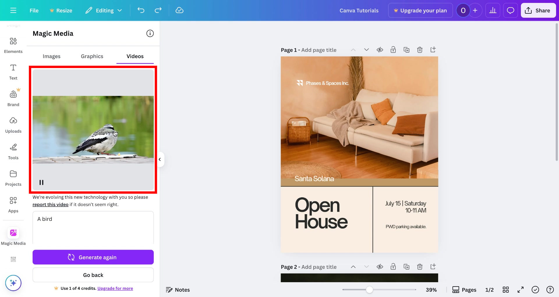 Screenshot of how to use AI in Canva step 7