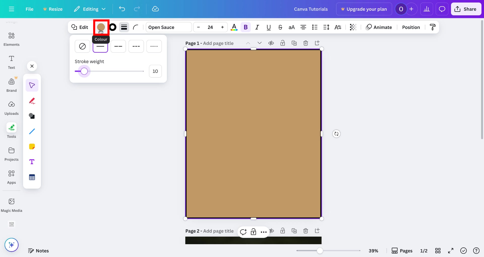 Screenshot of how to add a border on Canva step 7