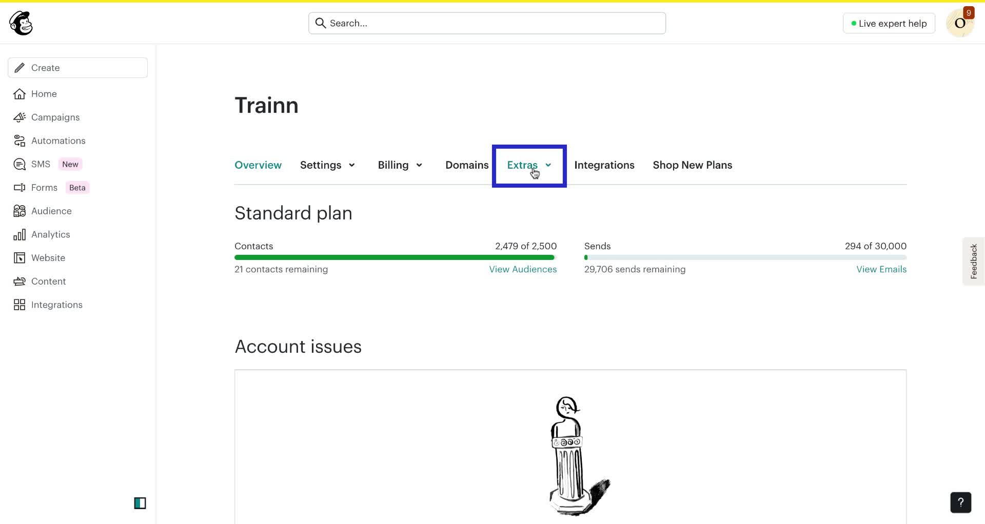 Screenshot of how to get Mailchimp API key step 3
