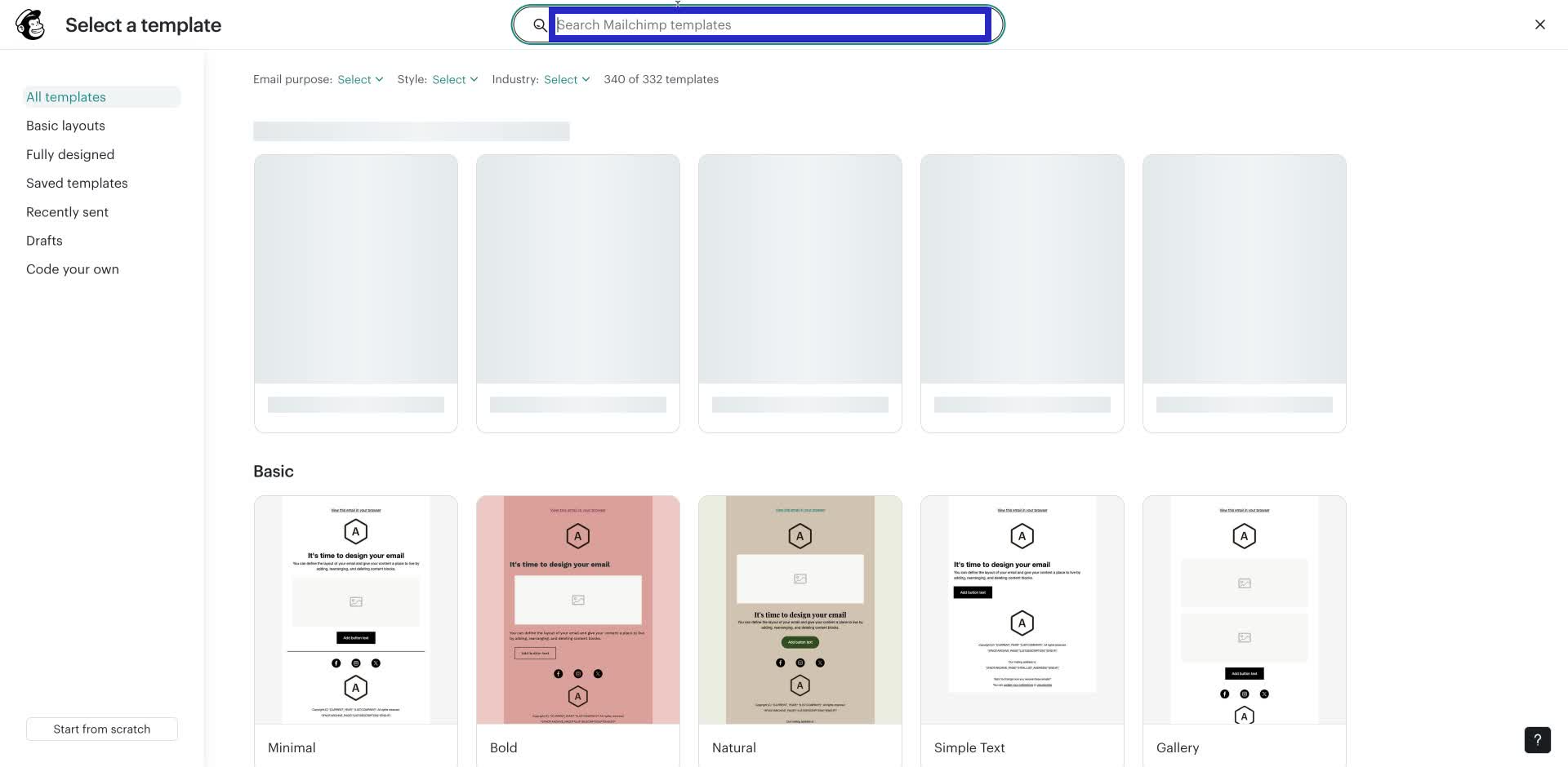 Screenshot of how to create a newsletter in Mailchimp step 3