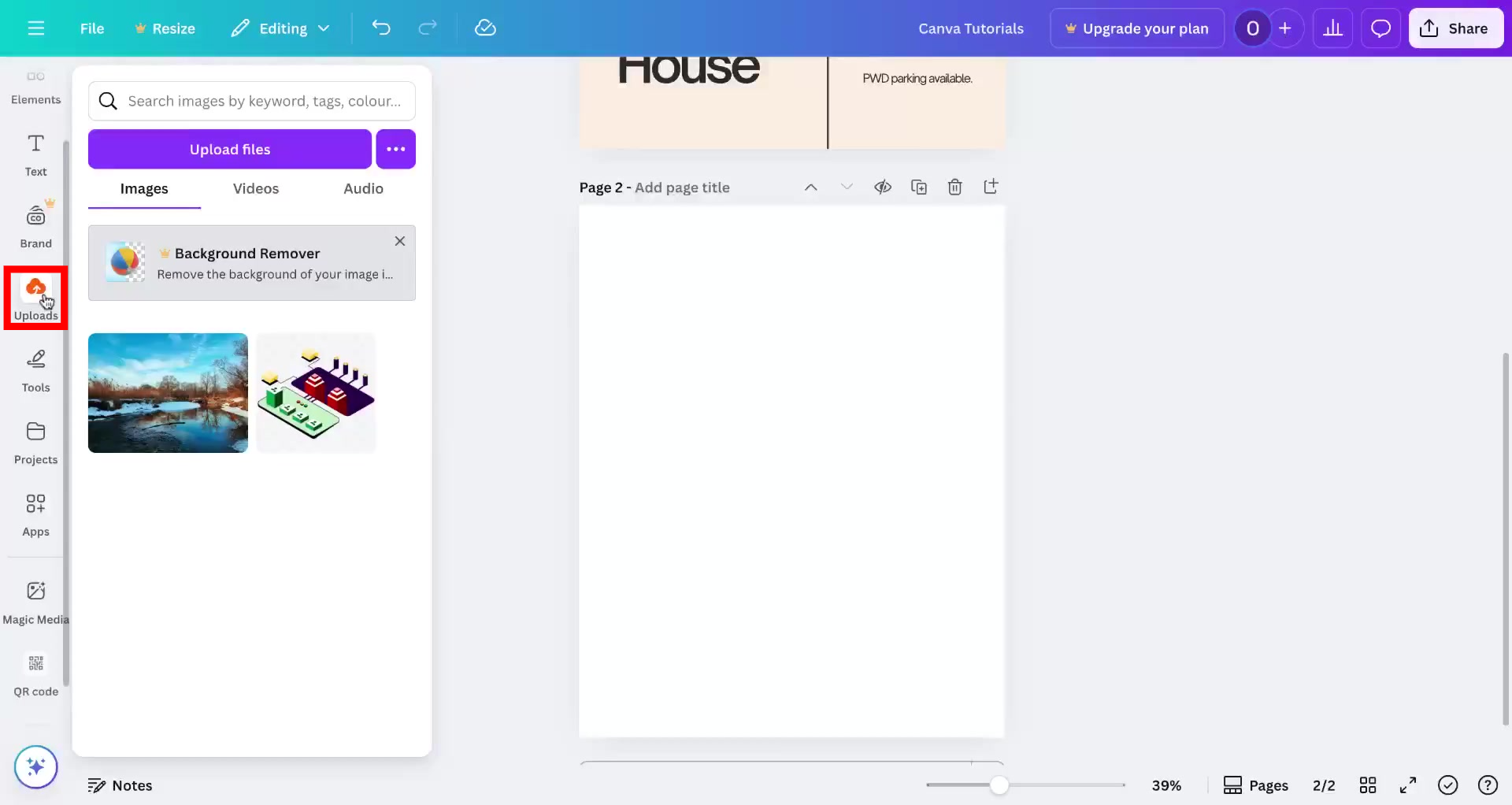 Screenshot of how to use Canva's HEIC to JPG converter step 1