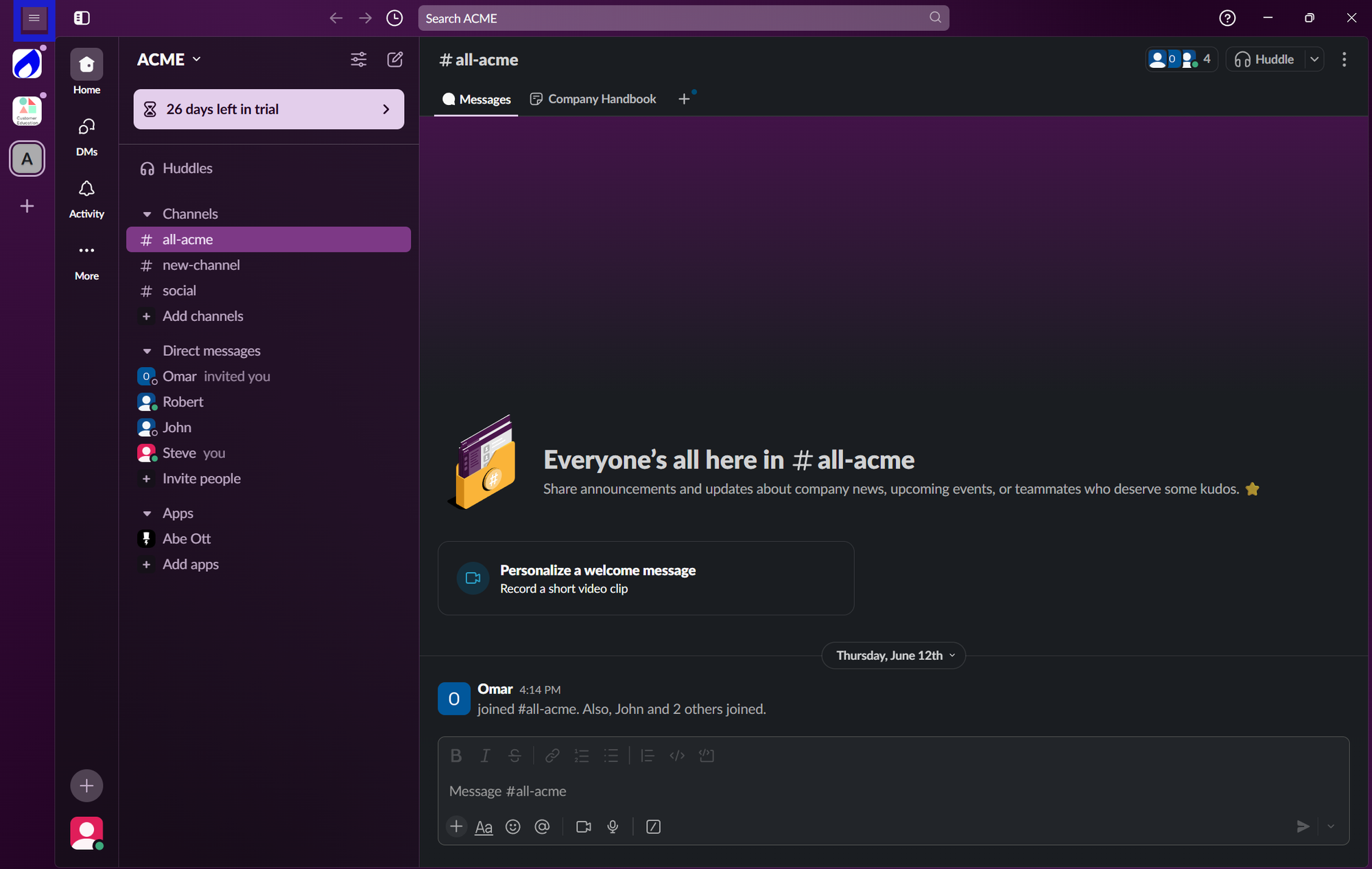 Screenshot of how to clear Slack cache step 1