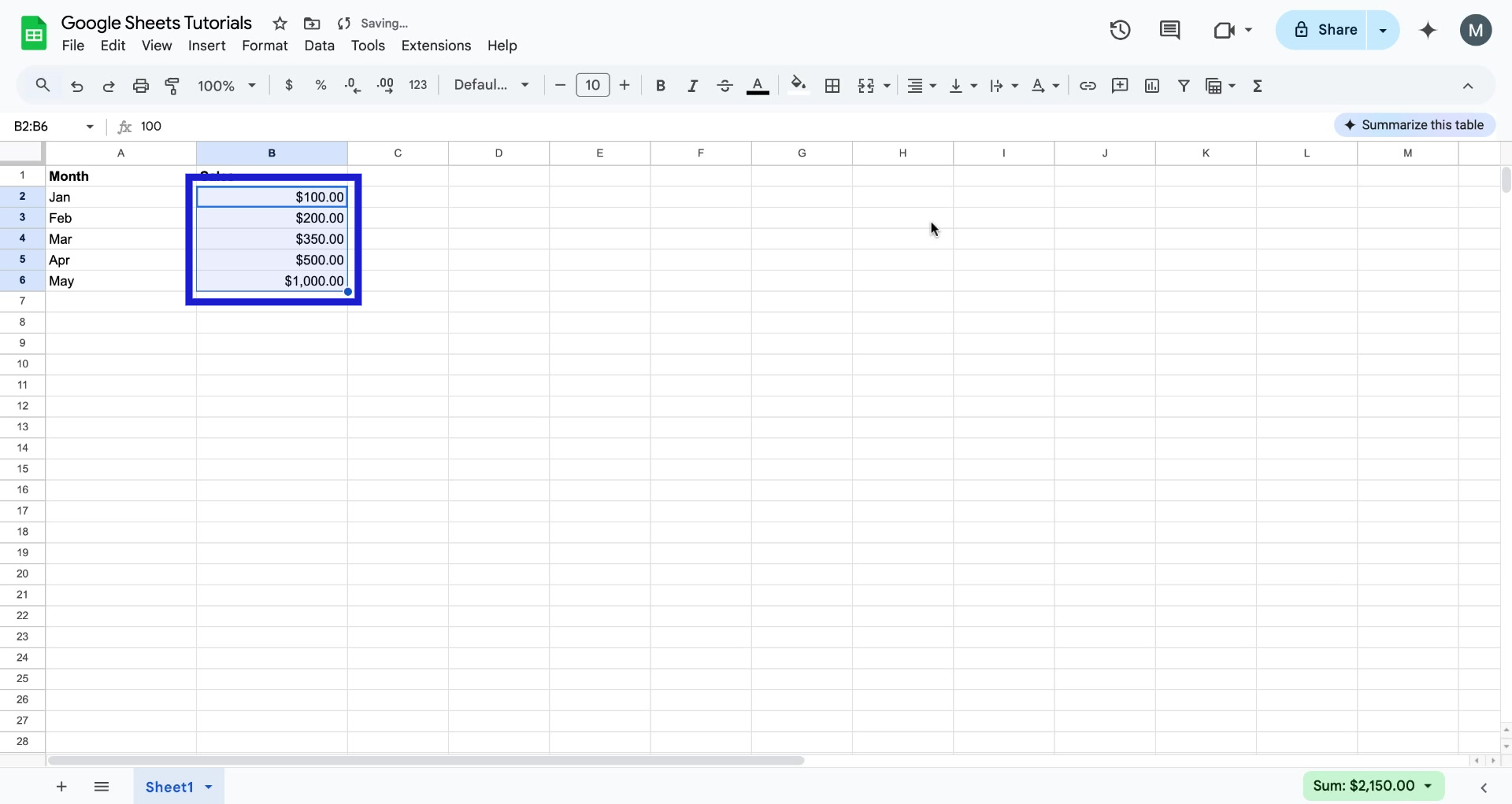 Screenshot of how to change currency in Google Sheets step 7