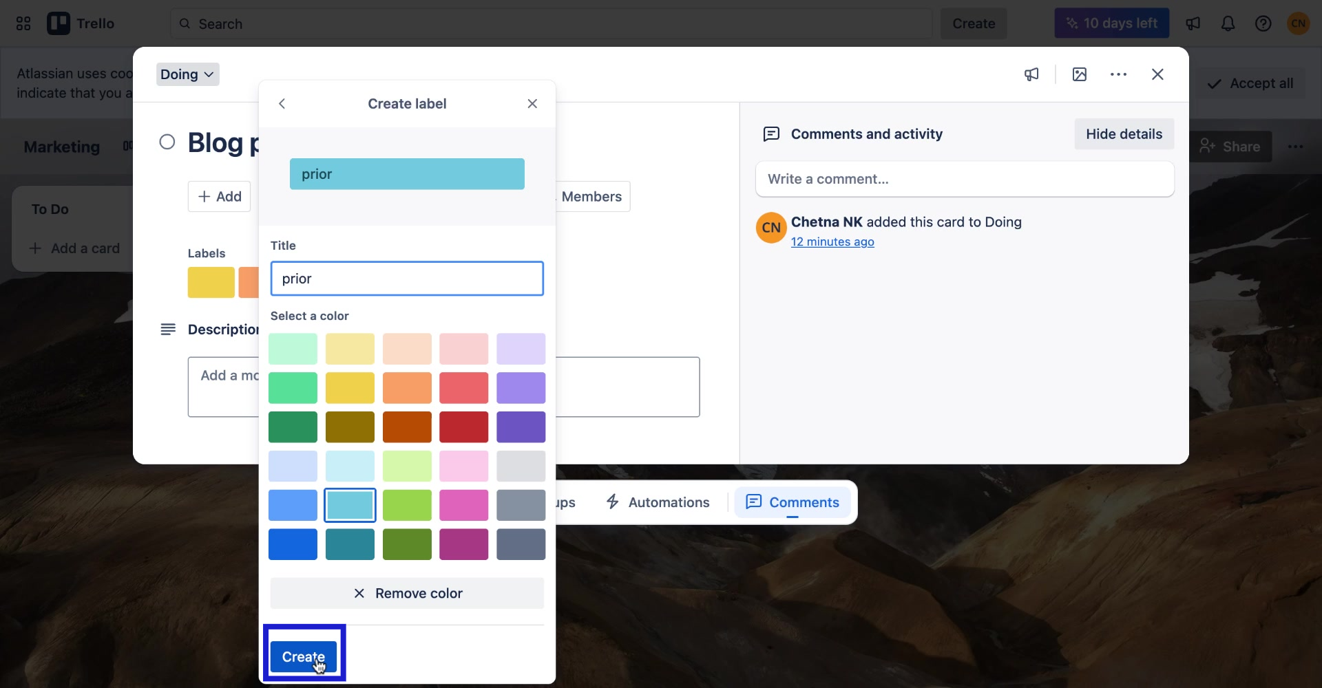 image pf trello labels