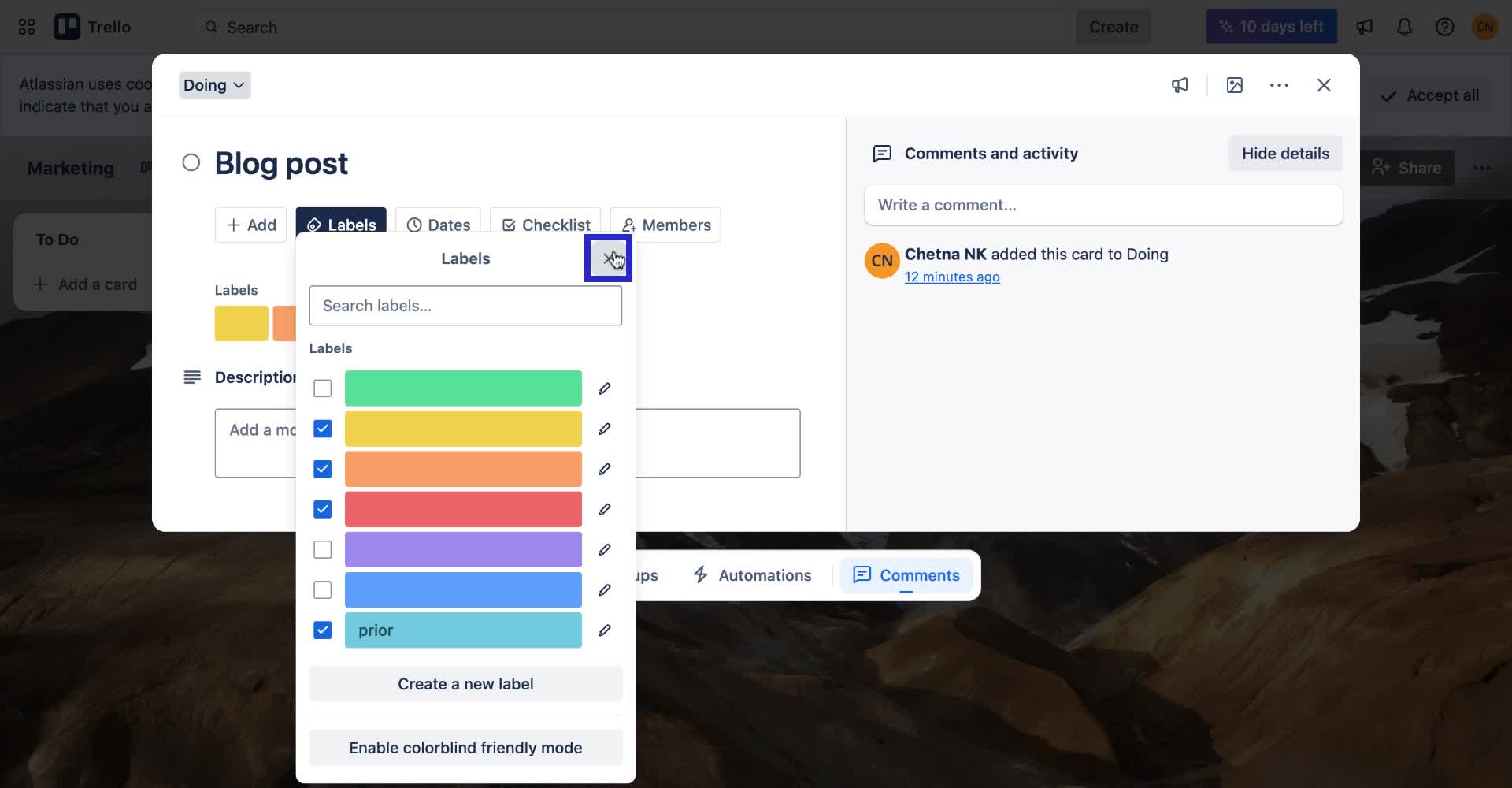 image of trello labels