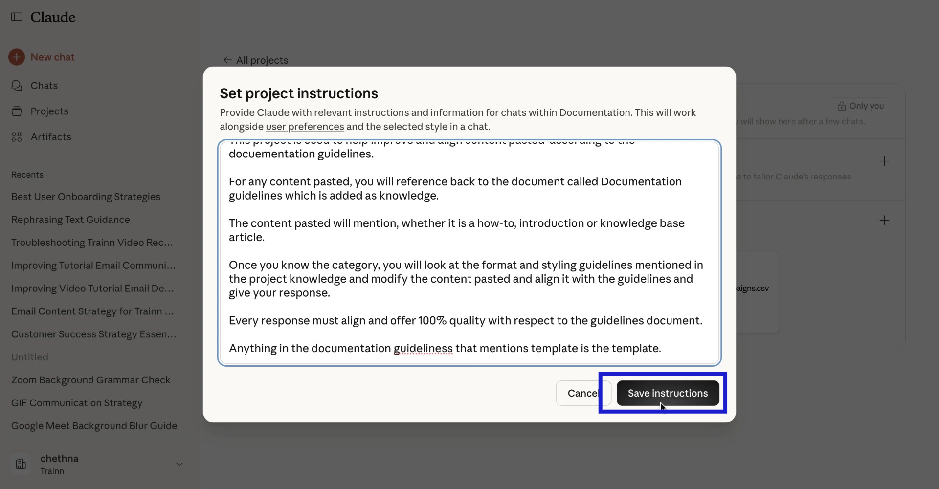 image of Claude projects - 11