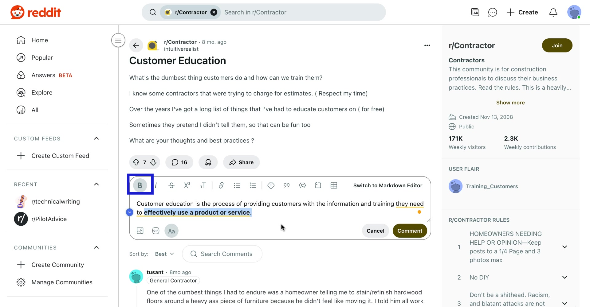 image of how to bold on reddit - 3