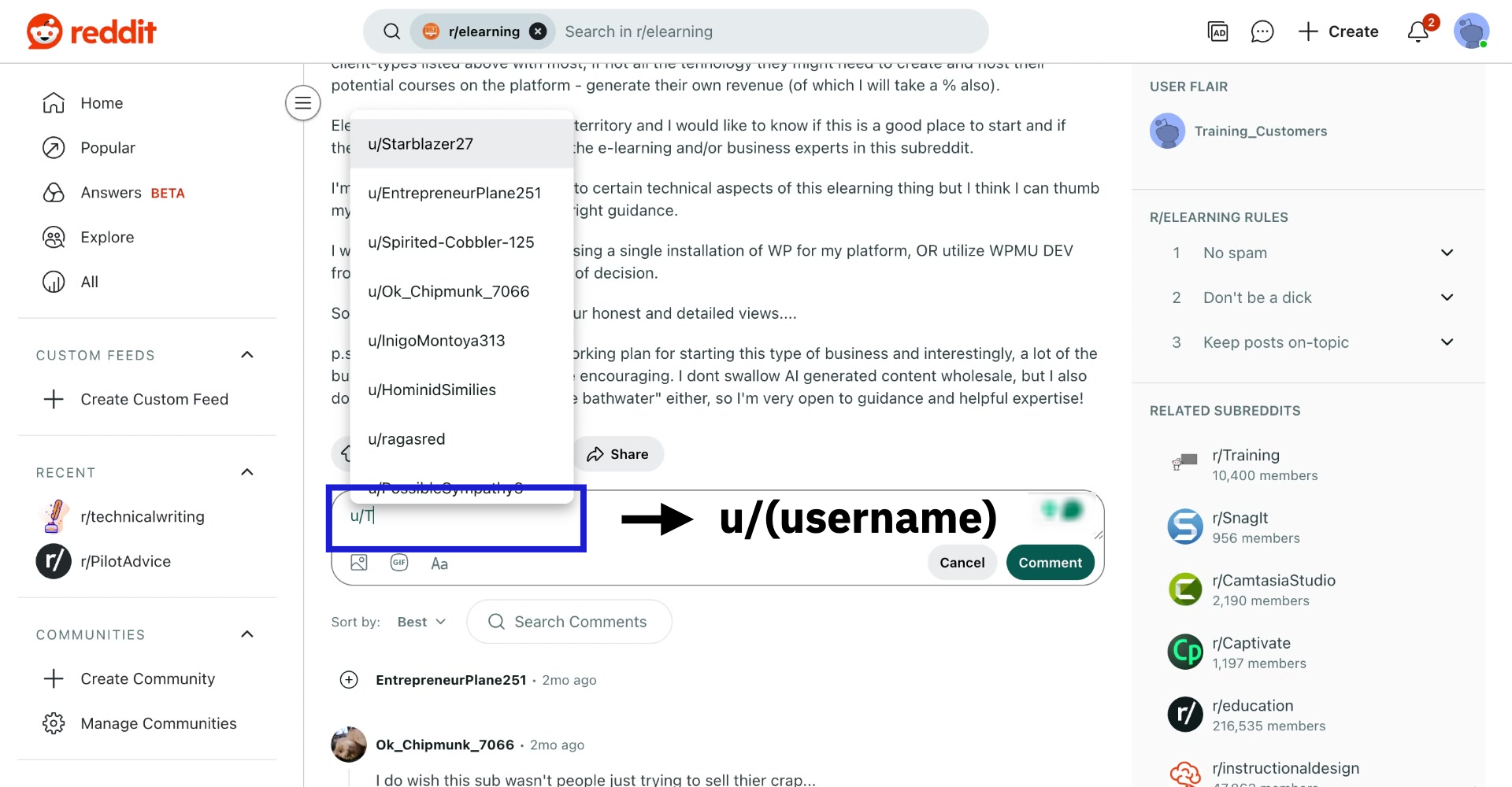image of how to tag someone on reddit - 3