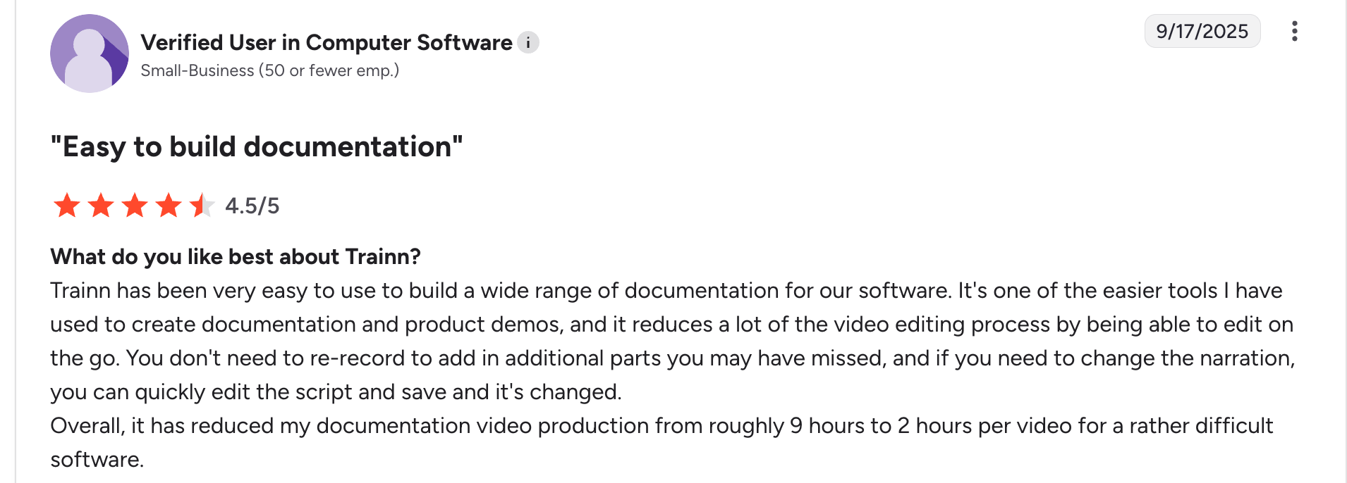 image of Camtasia alternatives - Trainn's G2 user review
