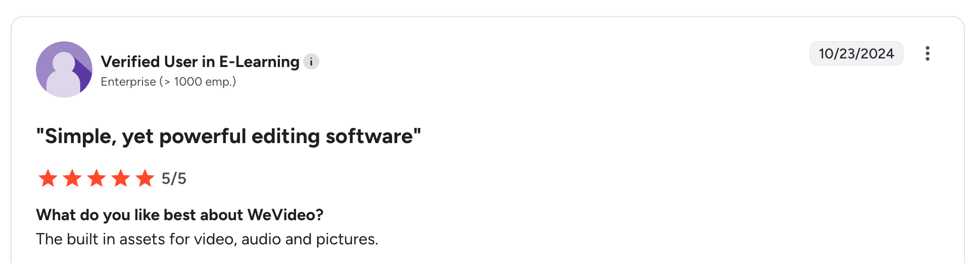 image of camtasia alternatives - WeVideo's g2 user review