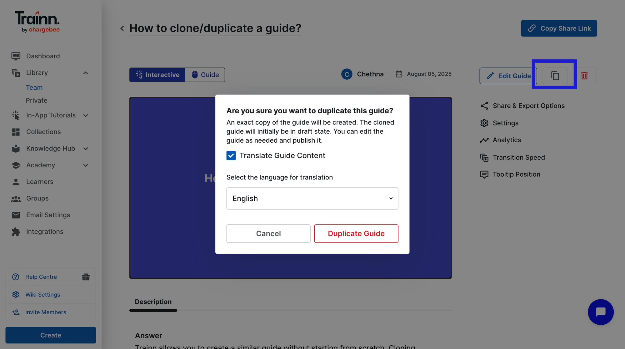 Image showing Duplicating the guide