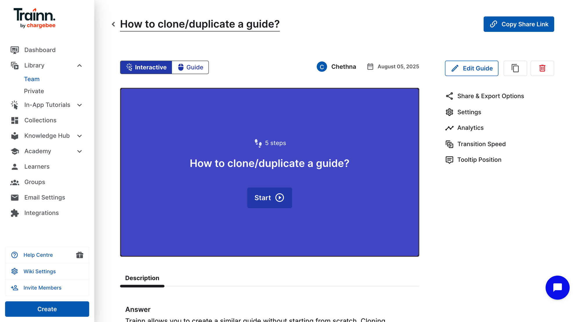 Image showiwng the Guide page