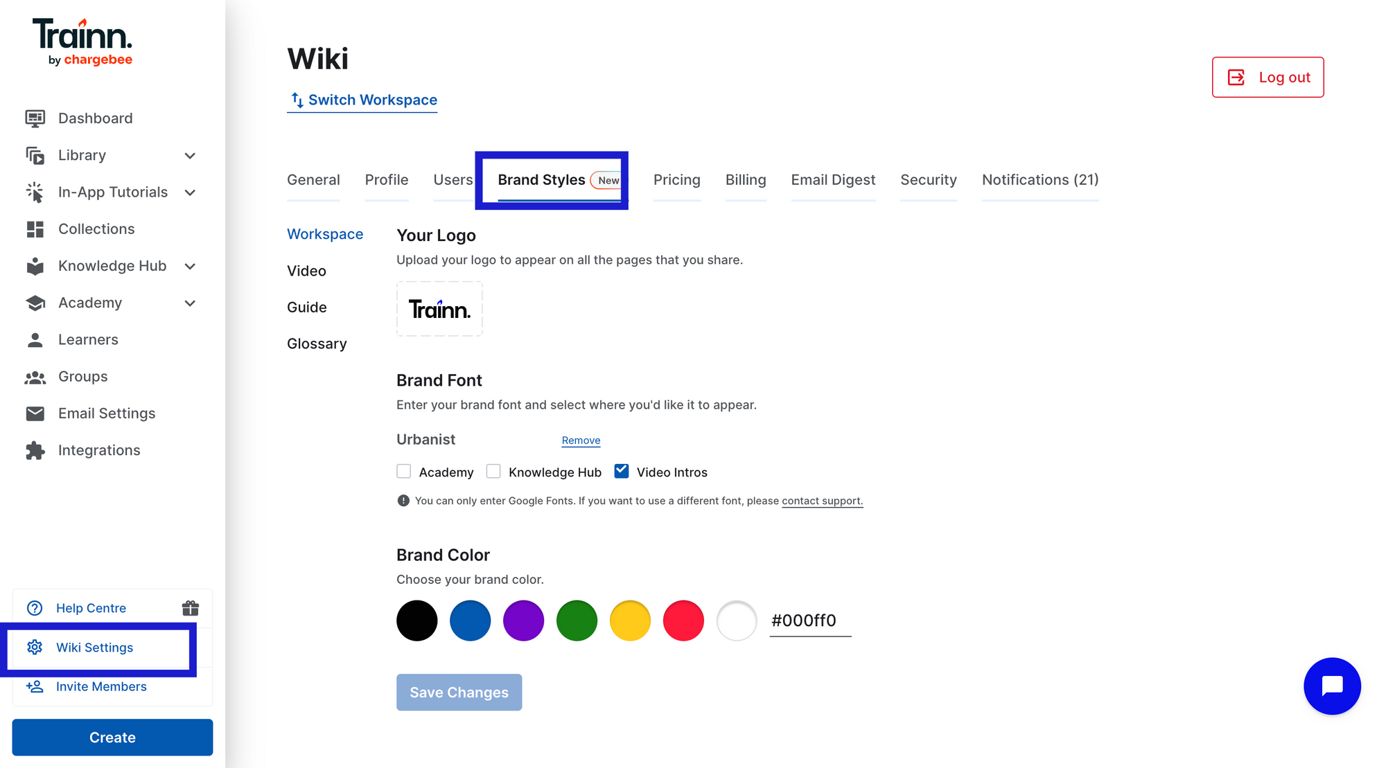Image showing Open brand settings