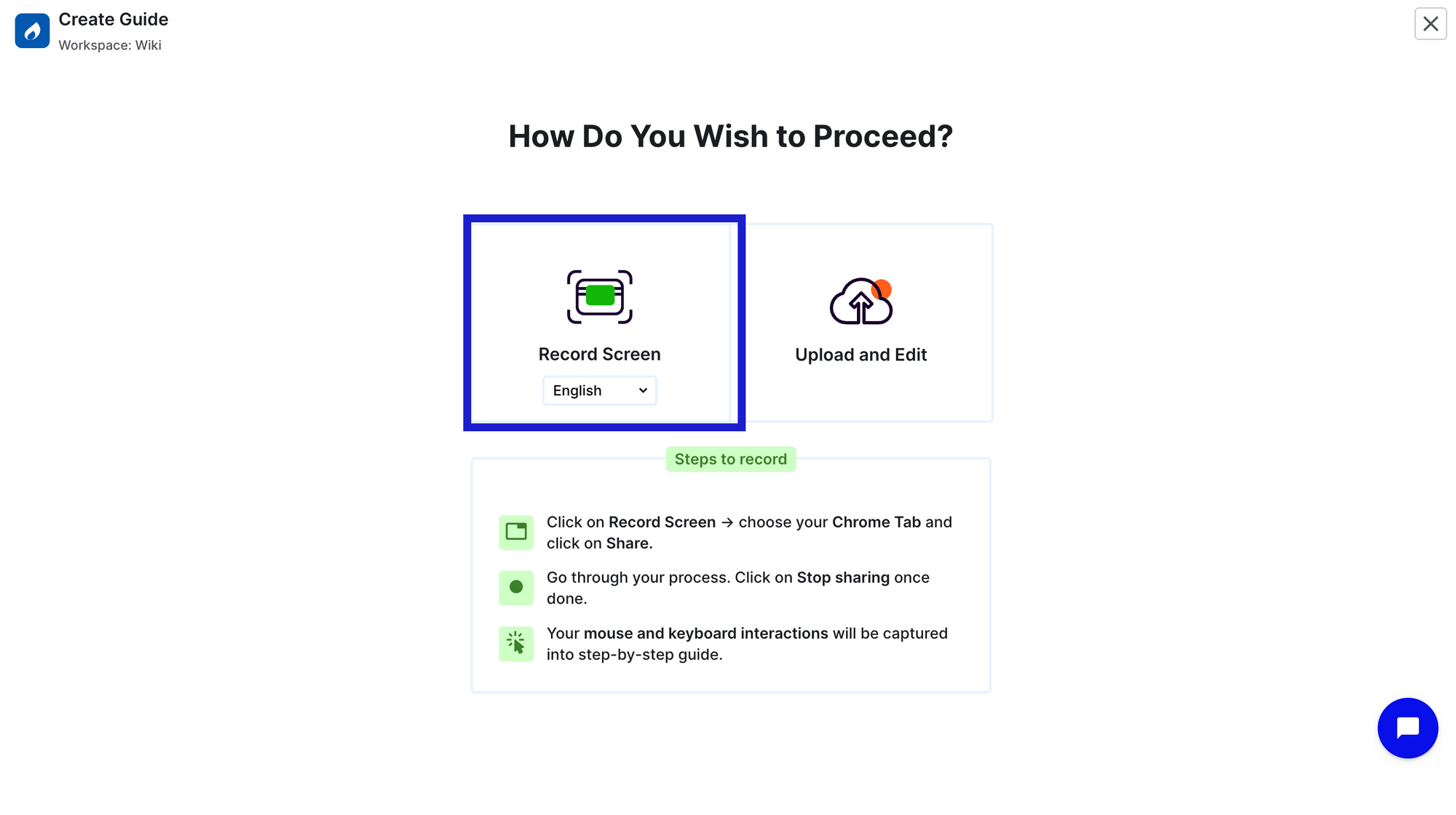 Trainn screen recording interface with Record button active, capturing a product workflow for a step-by-step guide