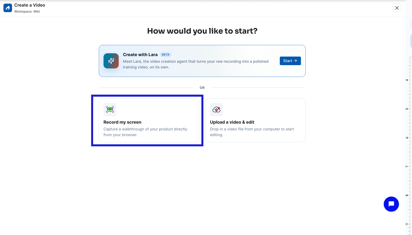 Trainn screen recording interface with Record button active, capturing a product workflow for a customer education video"