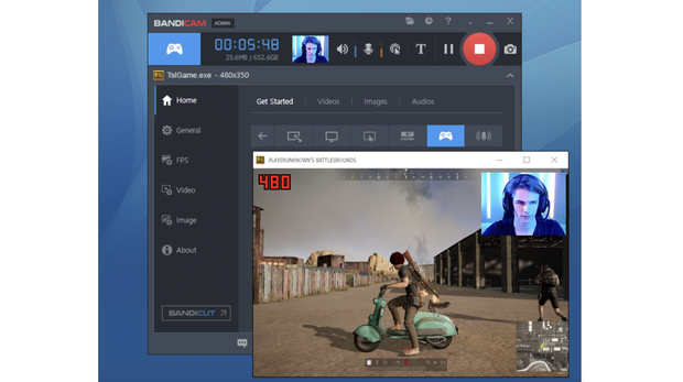 Illustration of Bandicam screen recorder with cloud storage