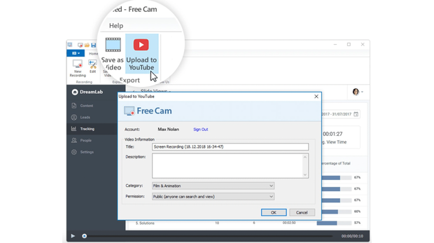 Screenshot of iSpring screen recorder with cloud storage