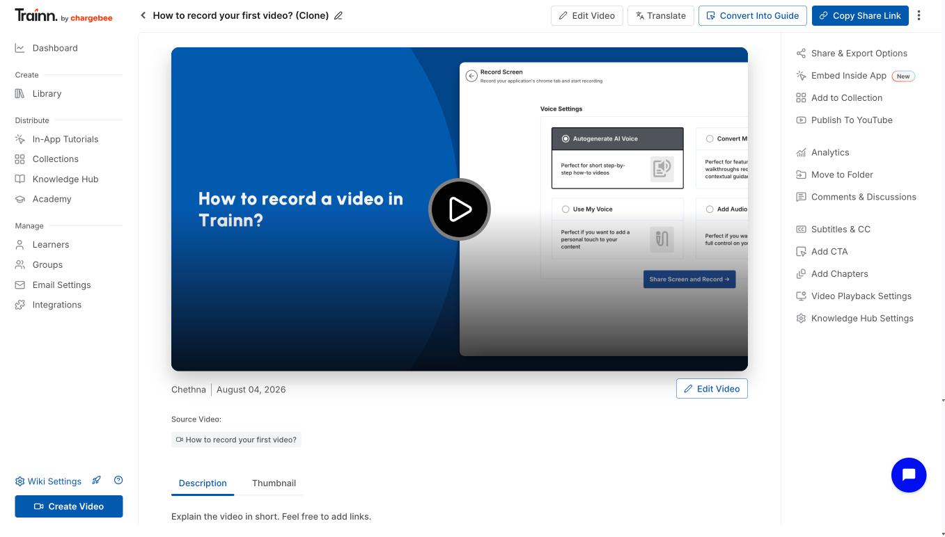 One recording published as a video, a step-by-step guide, and an interactive walkthrough