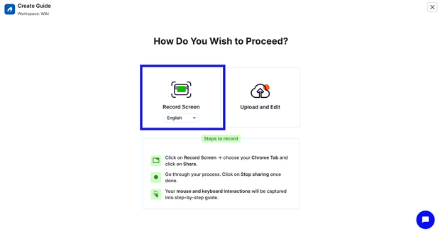 Trainn screen recording interface with Record button active, capturing a product workflow for a step-by-step guide
